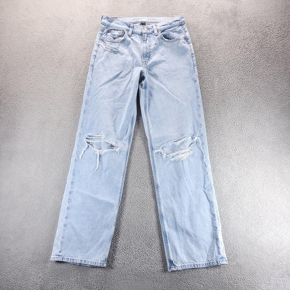 American Eagle Jeans Womens 6 Tall Blue Stovepipe High Rise Ripped Light Wash